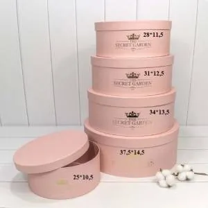 Коробка 31*12,5 см "THE SECRET GARDEN" круглая персиковая