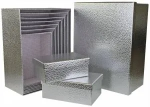 Коробка 31*25*13 см тестура кожи серебро