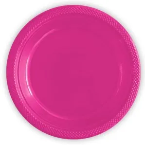 Тарелки пластиковые 23 см "Делюкс" Фуксия/10 шт (Колумбия)