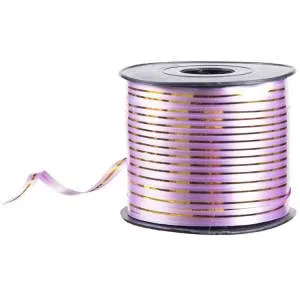 Лента c золотой полоской 5 мм*230 м Сиреневая / 1302-1570