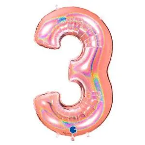 Цифра "3" - Розовое золото голография в упак. /Grabo                     