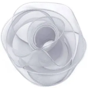 Лента Органза 4 см.*9,14 м. Серебро с леской / 6233767