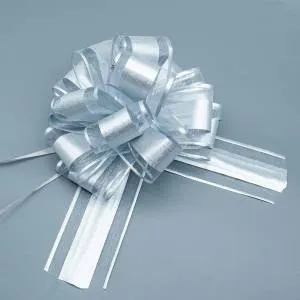 Бант-шар 5 см. Серебро, органза с блест. вставкой / ч51515