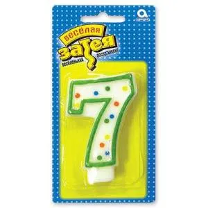 Свеча-цифра  горох 7,6 см  "7" / 1502-0149                              