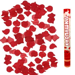 Пневмохлопушка 40 см. "Лепестки роз" Красный