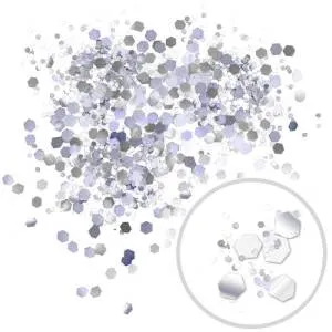 Глиттер "Блестки Микс" лазерный серебряный 2,5 и 1  мм/100 г (Китай) 171288