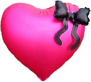 22" Сердце фуше, черный бант (Китай) / 27455