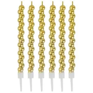 Свечи "Пузыри" золото 10 см. 6 шт. / 1502-6725