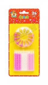 Свечи д/торта с подст. "Розовая гамма" 24 шт.