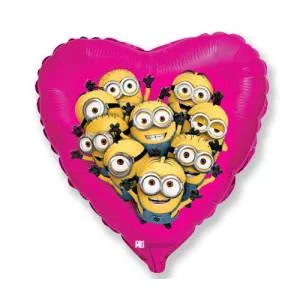 18" Миньоны сердце розовое (Flexmetall)/1202-1844