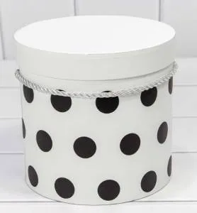 Коробка цилиндр 13,5*13,5 см "Горох" белый