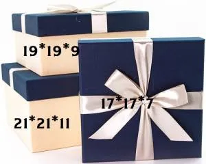 Коробка 21*21*11 см. Жемчужный бант, Синий /Д10103К.084