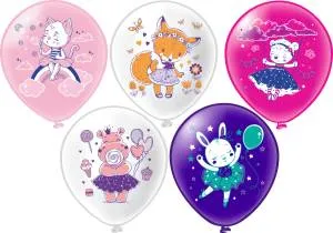 12" Шарики для девочки! 5 дизайнов / 100 шт (Тайланд) / ч44342