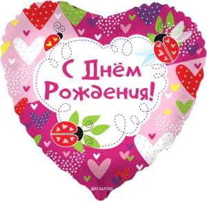 18" С ДР (божьи коровки) Розовый/ Китай 13335