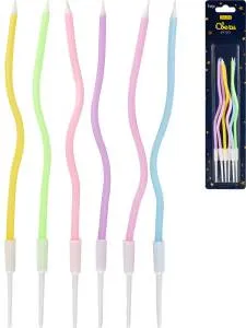 Свечи для торта на подставках "Нежность" 0.4*12+4 см, 6 шт/С-2005