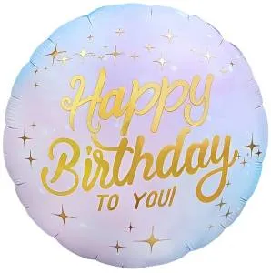 18" Круг, Happy Birthday, Сиреневый градиент / Китай 27477