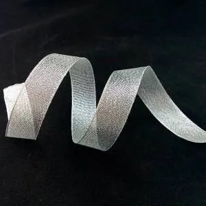 Лента парча серебро 10 мм*22,85м