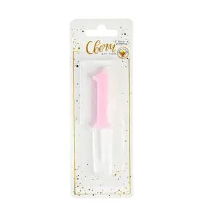 Свеча-цифра "1" розовая 5.5 см/190275             