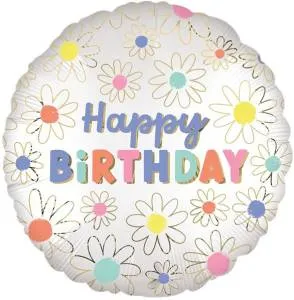 18" Круг, С Днем Рождения (ромашки) / Китай 24837