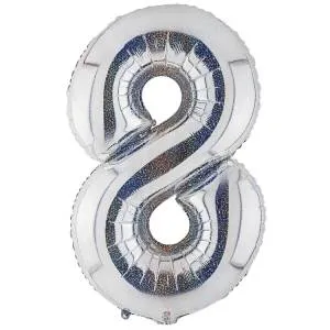 Цифра "8" Серебро блеск 40"/ Китай 1207-5409