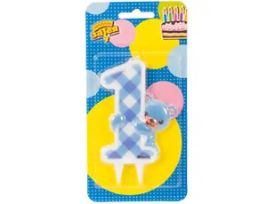 Свеча-цифра "1" Медвежонок мальчик /1502-4068