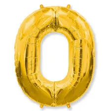 Цифра "0" Золото 102 см с гелием 