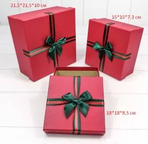 Коробка Зел.бант/Кр. коробка 15*15*7,3