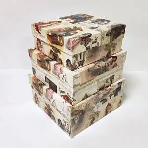 Коробка 19*19*9.5 см "Новогодние открытки" / 75181