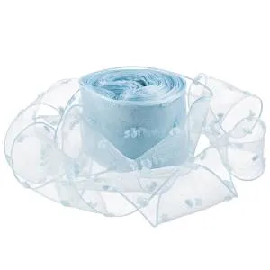 Лента декоративная "Воздушные точки" 4 см.*9,14 м. Голубая / 6233982