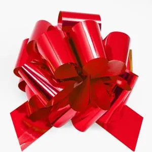 Бант металлик Красный 21 см / 661018          