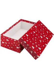 Коробка "Елки на красном" 15*10*5 см.
