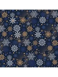 Бумага упак. "Новогодние снежинки на синем" 70*100 см (10 листов) УБ-4332