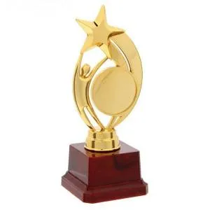 Кубок под нанесение пластиковый "Звезда с человеком" Золотой 17см