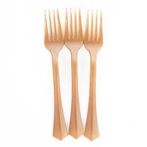 Вилки пластиковые Розовое Золото 17 см, 10 шт / 6225023