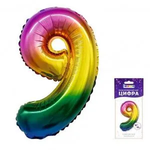 Цифра "9" Радуга 16"/ Китай