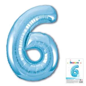 40" Цифра "6" Нежно-голубой/ Китай-Веселуха 317406ВВ