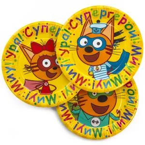 Тарелки Три кота Супер Герои желтый 9" 6шт /6014971