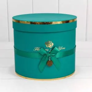 Коробка 15*15*16,5см "Золотая роза" изумрудный цилиндр