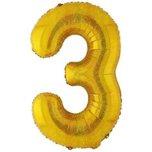 Цифра "3" Золото блеск 40"/ Китай 1207-5394