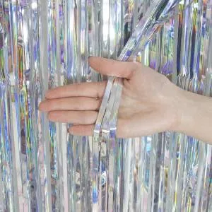 Занавес "Дождик" Каскад Серебро голография 100*200 см. (Китай) 6015288