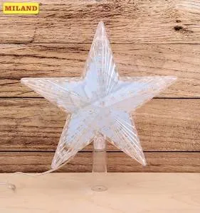 Верхушка на елку "Звезда лучистая" 22*22см теплый белый