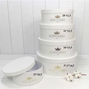 Коробка 28*11,5 см "THE SECRET GARDEN" круглая белый