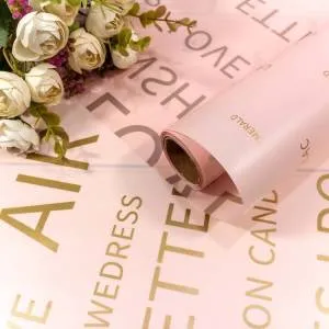 Пленка матовая Золотое тиснение/Розовый 0,58*10м./001356/3