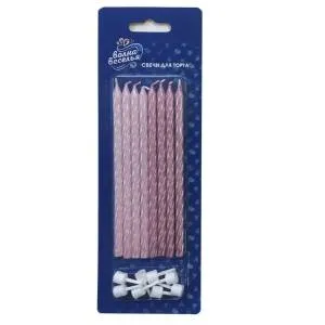 Свечи Нежно-розовый перламутр 12 см 8 шт/802707