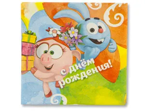 Салфетки бумажные "Смешарики Акварель" 33 см 16 шт.