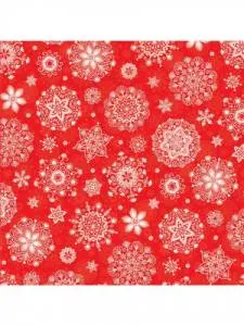 Бумага упак. Снежинки на красном 70*100см /УБ-3228
