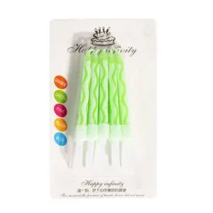 Свечи д/торта "Неон" Зеленый 8 см, 10 шт./9394-AL