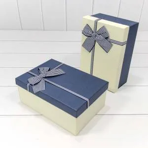 Коробка 21*14*8 см "Полосатый бант" синяя