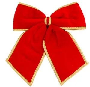 Ел. украшение "Бантик" красный с зол.кантом 21*25см / ч22829