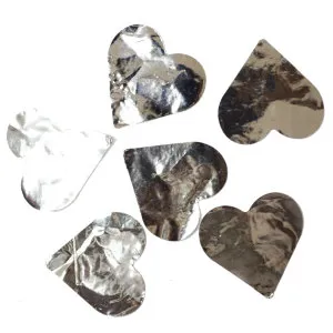 Конфетти для шаров "Сердца"фольга,серебро d=4 см., 50 гр.